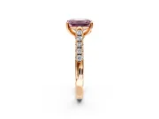 Solitaire Engagement Ring Setting for Fancy Pink Emerald Cut Center with Partway Pave Band and Prong Head in Rose Gold