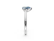 Solitaire Engagement Ring Setting for Fancy Blue Pear-Shaped Center with Narrow Cathedral Band and Prong Head in Sterling Silver
