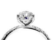 Solitaire Engagement Ring Setting for Pear-Shaped Center with Micro Pave Band and Prong Head in Sterling Silver