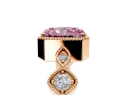 Vintage Station Engagement Ring Setting for Fancy Pink Radiant Cut Center with Accents and Prong Head in Rose Gold