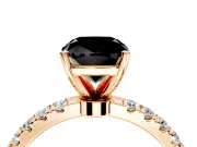 Open Basket Engagement Ring Setting for Fancy Black Cushion Cut Center with Pave Band and Prong Head in Rose Gold