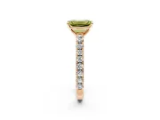 Solitaire Engagement Ring Setting for Fancy Yellow Emerald Cut Center with Large Accent Band and Prong Head in Rose Gold