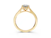 Solitaire Engagement Ring Setting for Emerald Cut Center with Tapered Shoulders and Prong Head in Yellow Gold