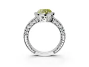 Milgrain Halo Engagement Ring Setting for Fancy Yellow Heart-Shaped Center with Wide Pave Band and Prong Head in Platinum