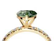 Solitaire Engagement Ring Setting for Fancy Green Heart-Shaped Center with Shared-Prong Accents and Prong Head in Yellow Gold