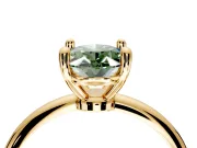 Minimalist Solitaire Engagement Ring Setting for Fancy Green Oval Center with Thin Band and Prong Head in Yellow Gold