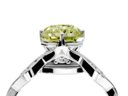 Solitaire Engagement Ring Setting for Fancy Yellow Radiant Cut Center with Accented Twist Band and Leaf Prong Head in Platinum