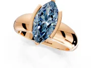 Tension Engagement Ring Setting for Fancy Blue Marquise Center with Wide Flat Band and Tension Head in Rose Gold