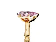 Solitaire Engagement Ring Setting for Fancy Pink Pear-Shaped Center with Bamboo Band and Prong Head in Yellow Gold
