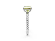 Solitaire Engagement Ring Setting for Fancy Yellow Princess Cut Center with Plain Twisted Rope Band and Prong Head in Sterling Silver
