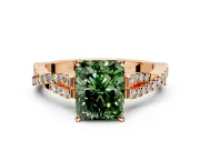 Solitaire Engagement Ring Setting for Fancy Green Radiant Cut Center with Twisted Pave Split Shank and Prong Head in Rose Gold