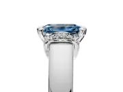 Solitaire Engagement Ring Setting for Fancy Blue Emerald Cut Center with Wide Band, Pave Collar and Prong Head in Sterling Silver