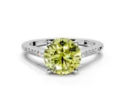 Solitaire Engagement Ring Setting for Fancy Yellow Round Cut Center with Channel Accents and Prong Head in Platinum
