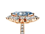 Floral Halo Engagement Ring Setting for Fancy Blue Marquise Center with Pave Accents and Prong Head in Rose Gold