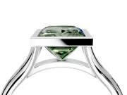 Solitaire Engagement Ring Setting for Fancy Green Princess Cut Center with V Split Shank and Bezel Head in Platinum