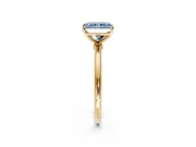 Solitaire Engagement Ring Setting for Fancy Blue Radiant Cut Center with Straight Thin Band and Prong Head in Yellow Gold