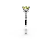 Paired Accent Engagement Ring Setting for Fancy Yellow Princess Cut Center with Pave Band and Prong Head in White Gold