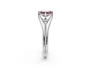 Solitaire Engagement Ring Setting for Fancy Pink Emerald Cut Center with Milgrain Cathedral Band and Prong Head in Sterling Silver