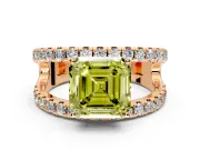 Solitaire Engagement Ring Setting for Fancy Yellow Asscher Cut Center with Wide-Open Split Shank and Prong Head in Rose Gold
