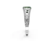 Split Shank Engagement Ring Setting for Fancy Green Radiant Cut Center with Pave Split Shank and Prong Head in Sterling Silver