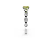 Solitaire Engagement Ring Setting for Fancy Yellow Cushion Cut Center with Milgrain Bezel Accents and Prong Head in White Gold