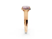 Halo Engagement Ring Setting for Fancy Pink Princess Cut Center with Knife Ridge Cathedral Band and Prong Head in Rose Gold