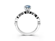 Solitaire Engagement Ring Setting for Fancy Blue Pear-Shaped Center with Milgrain Bezel Accents and Prong Head in Platinum