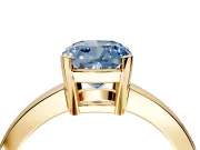 Solitaire Engagement Ring Setting for Fancy Blue Cushion Cut Center with Plain Band and Flat Tab Prong Head in Yellow Gold