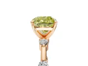 Solitaire Engagement Ring Setting for Fancy Yellow Cushion Cut Center with Bezel Station Band and Prong Head in Rose Gold