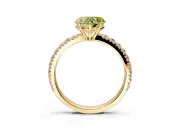 Solitaire Engagement Ring Setting for Fancy Yellow Heart-Shaped Center with Large Accent Band and Prong Head in Yellow Gold