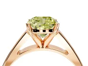 Solitaire Engagement Ring Setting for Fancy Yellow Cushion Cut Center with Tapered Split Shoulders and Prong Head in Rose Gold