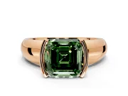 Tension Engagement Ring Setting for Fancy Green Asscher Cut Center with Wide Flat Band and Tension Head in Rose Gold