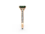 Solitaire Engagement Ring Setting for Fancy Green Emerald Cut Center with Single Row Accent Band and Prong Head in Rose Gold