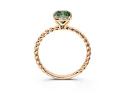 Solitaire Engagement Ring Setting for Fancy Green Cushion Cut Center with Plain Twisted Rope Band and Prong Head in Rose Gold