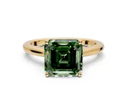 Solitaire Engagement Ring Setting for Fancy Green Asscher Cut Center with Narrow Cathedral Band and Prong Head in Yellow Gold