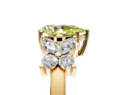 Floral Engagement Ring Setting for Fancy Yellow Pear-Shaped Center with Marquise Cluster Shoulders and Prong Head in Yellow Gold