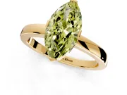 Solitaire Engagement Ring Setting for Fancy Yellow Marquise Center with Plain Band and Flat Tab Prong Head in Yellow Gold