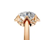 Floral Frame Engagement Ring Setting for Round Cut Center with Accent Clusters and Prong Head in Rose Gold