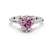 Solitaire Engagement Ring Setting for Fancy Pink Heart-Shaped Center with Cathedral Band and Prong Head in Platinum