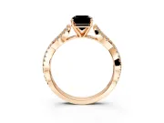 Solitaire Engagement Ring Setting for Fancy Black Emerald Cut Center with Twisted Pave Split Shank and Prong Head in Rose Gold