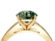 Solitaire Engagement Ring Setting for Fancy Green Round Cut Center with Princess Cut Channel Band and Prong Head in Yellow Gold