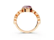 Milgrain Bezel Engagement Ring Setting for Fancy Pink Heart-Shaped Center with Marquise Stations and Bezel Head in Rose Gold