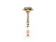 Floral Engagement Ring Setting for Fancy Green Princess Cut Center with Pave Band and Floral Prong Head in Rose Gold