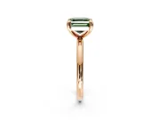 Low-Set Solitaire Engagement Ring Setting for Fancy Green Asscher Cut Center with Thin Plain Band and Prong Head in Rose Gold
