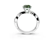 Crossover Engagement Ring Setting for Fancy Green Round Cut Center with Pave and Plain Strands and Prong Head in Platinum