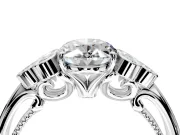 Cluster Engagement Ring Setting for Oval Center with Bezel Accent Clusters and Prong Head in Platinum