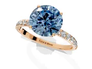 Solitaire Engagement Ring Setting for Fancy Blue Round Cut Center with Fine Pave Accents and Prong Head in Rose Gold