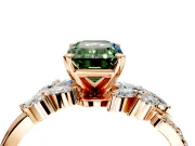 Solitaire Engagement Ring Setting for Fancy Green Emerald Cut Center with Marquise Accent Twist Band and Prong Head in Rose Gold