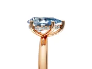 Hidden Halo Engagement Ring Setting for Fancy Blue Pear-Shaped Center with Thin Round-Wire Band and Prong Head in Rose Gold