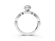 Solitaire Engagement Ring Setting for Pear-Shaped Center with Milgrain Bezel Accents and Prong Head in Sterling Silver